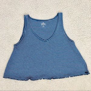 Hollister Blue Striped Tank Top V-neck